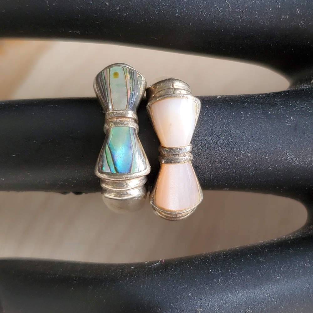 Sterling Silver 925 Twin Gemstone Bow Ring